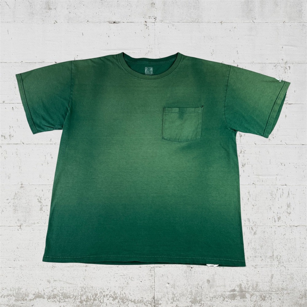 Russell Athletic Sun Faded Pocket T-Shirt Mens XL Green Gradient Distressed Tee